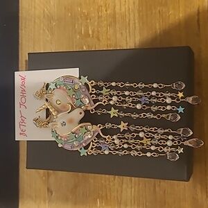 NWT Betsey Johnson unicorn pierced earrings